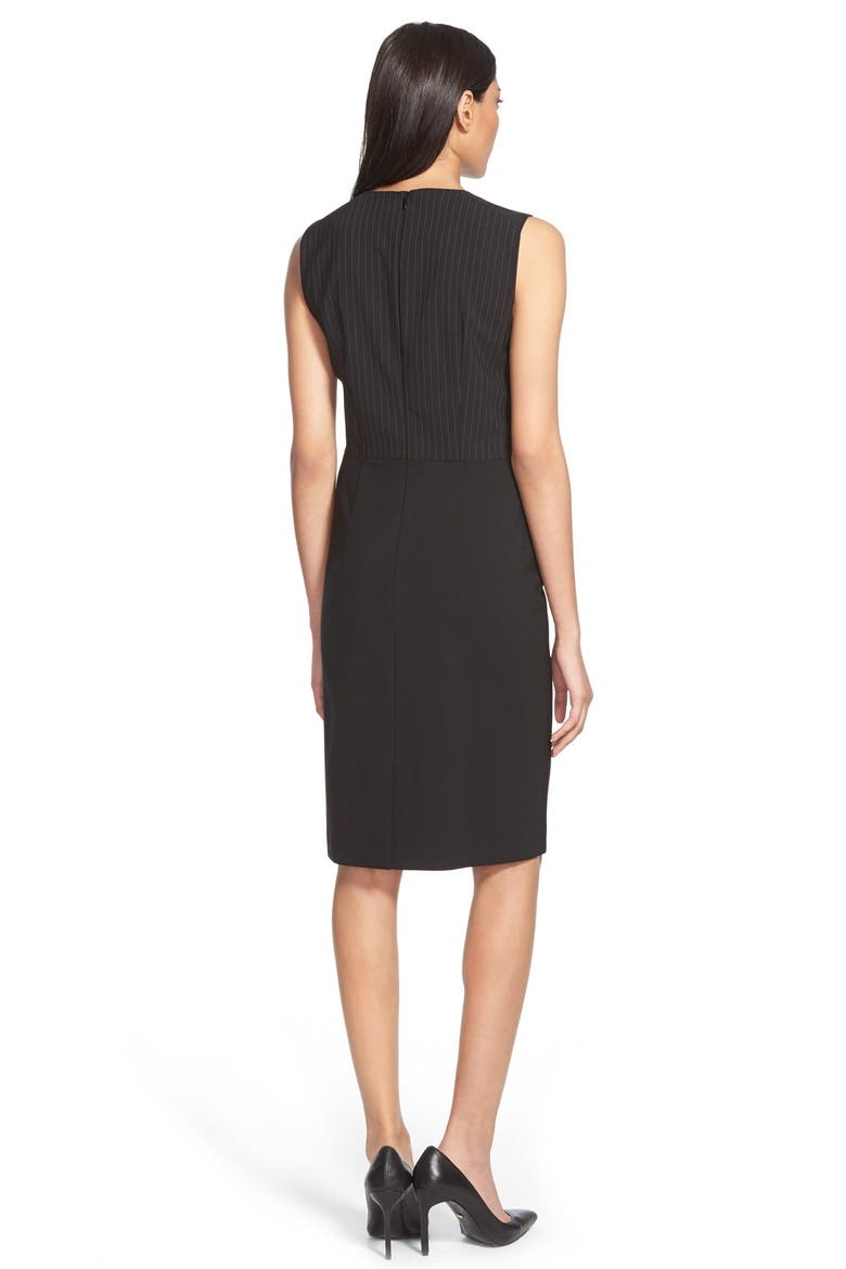 'Dutali' Pinstripe Bodice Stretch Wool Sheath Dress, Alternate, color, BLACK