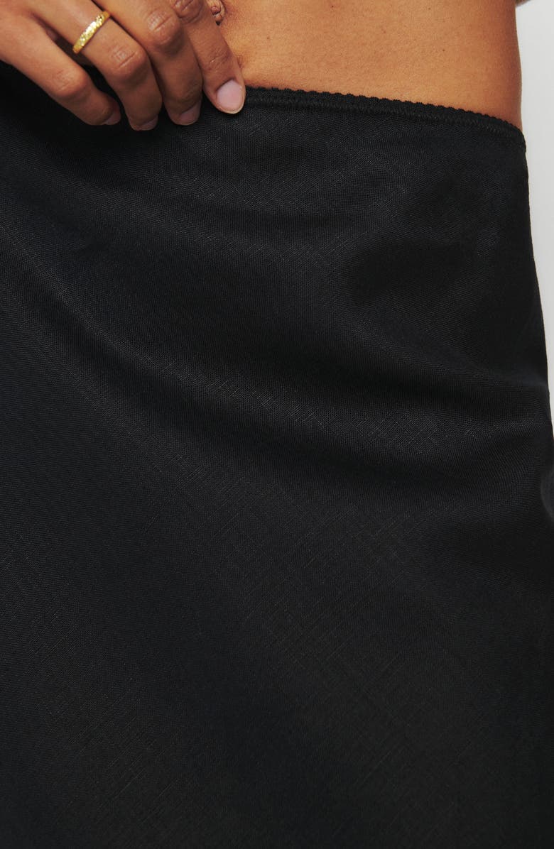 Reformation Layla Linen Skirt, Alternate, color, Black