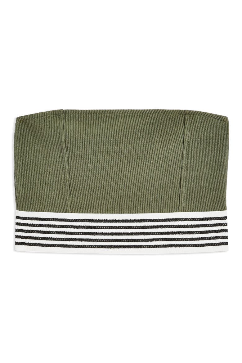 Stripe Elastic Bandeau Top, Alternate, color, OLIVE