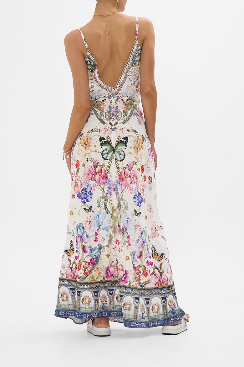 V Neck Full Length Bias Slip Dress Monserrate Magic, Alternate, color, Monserrate Magic