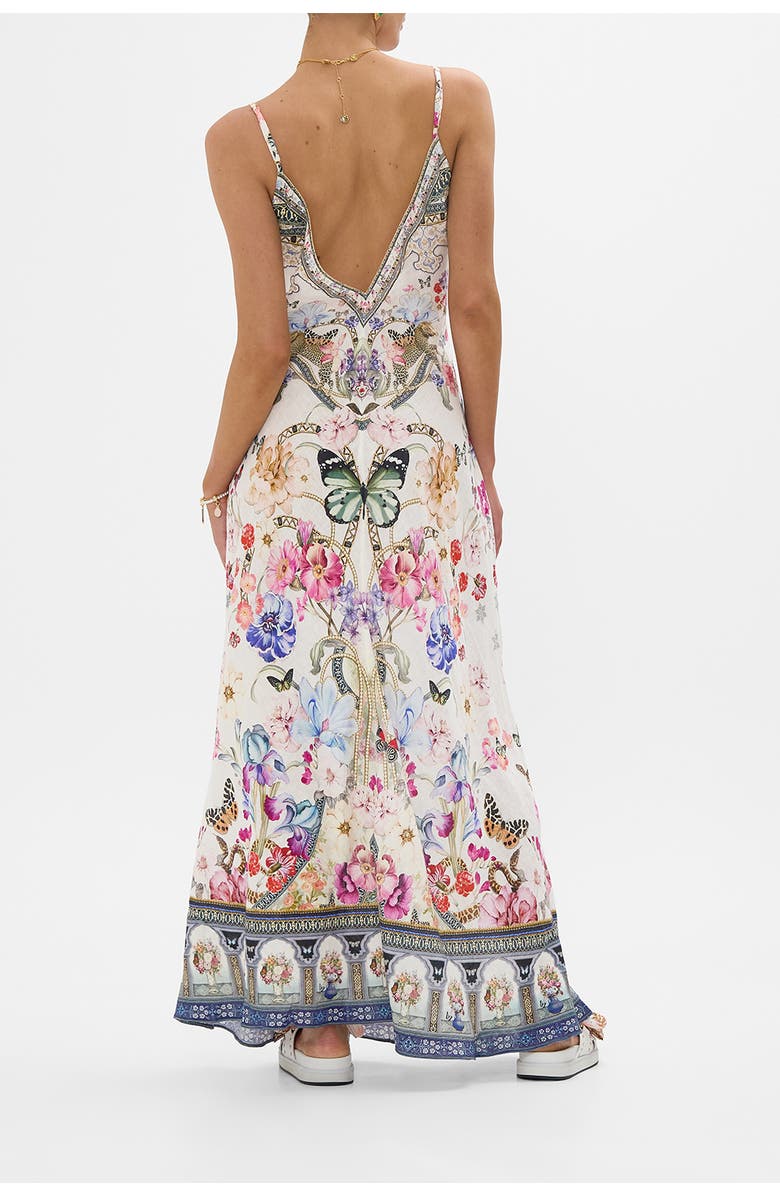 Camilla V Neck Full Length Bias Slip Dress Monserrate Magic, Alternate, color, Monserrate Magic