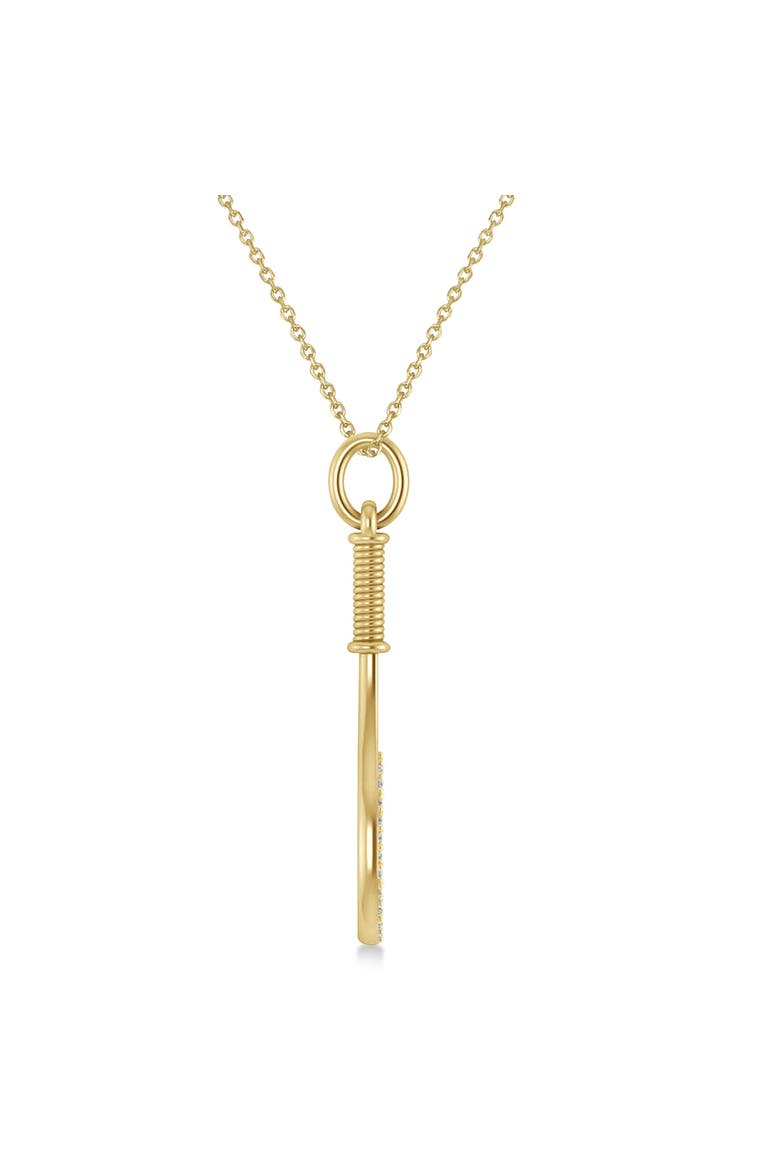 Diamond Accented Tennis Racket Pendant Necklace 14K, Alternate, color, Yellow Gold