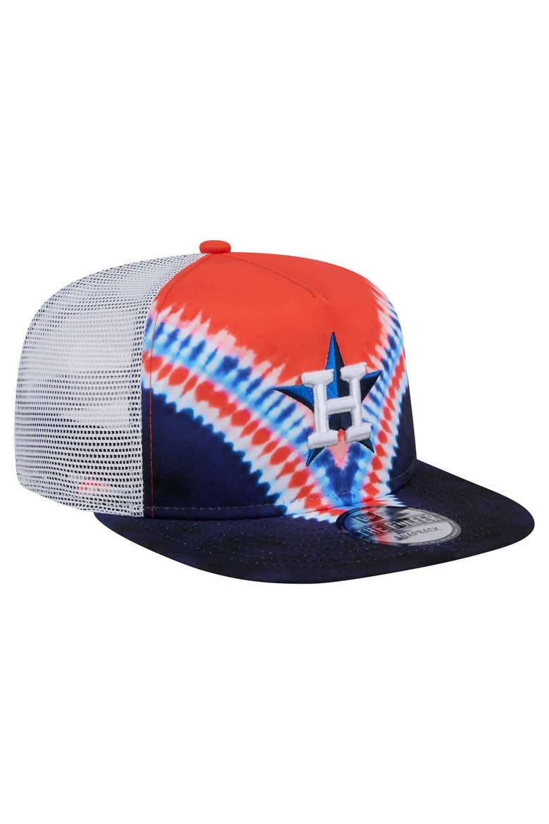 Men's New Era Houston Astros Tie-Dye Golfer Trucker Adjustable Hat, Alternate, color, Navy