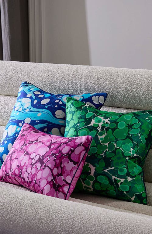 Jonathan Adler Marbleized Silk Pillow In Blue
