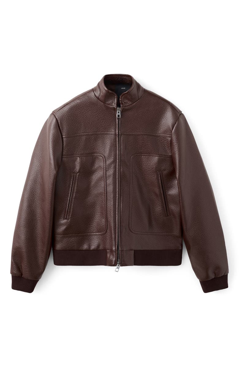 MANGO Faux Leather Jacket, Alternate, color, Maroon