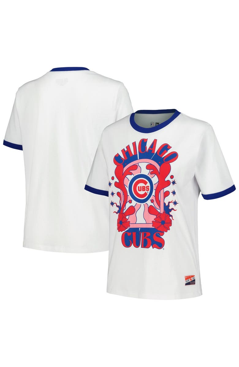 New Era Women's New Era White Chicago Cubs Oversized Ringer T-Shirt, Alternate, color, 