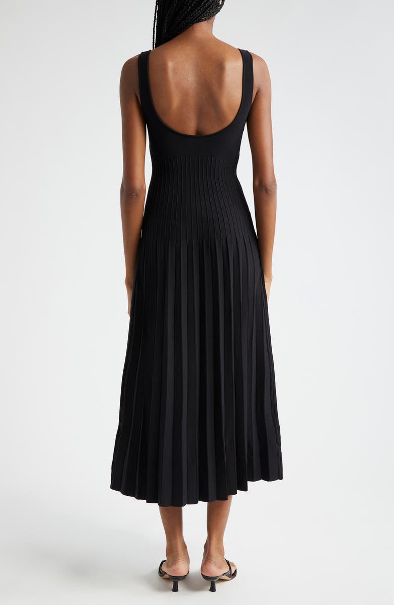 STAUD Ellison Pleated Knit Dress, Alternate, color, Black