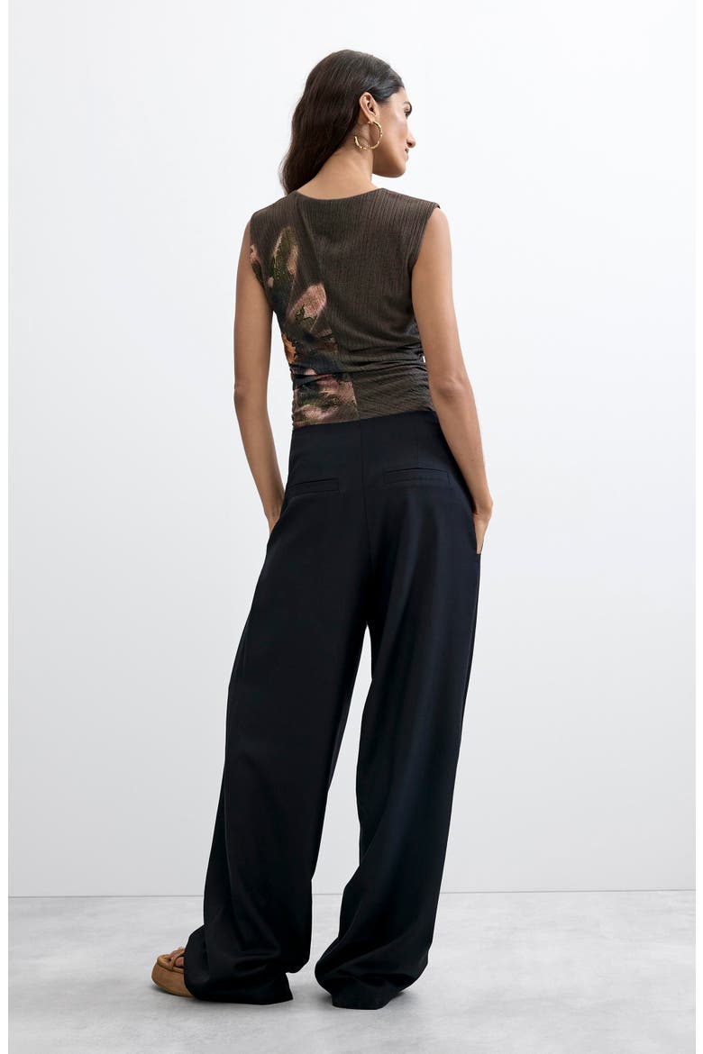 Pleated Wide Leg Trousers, Alternate, color, BLACK
