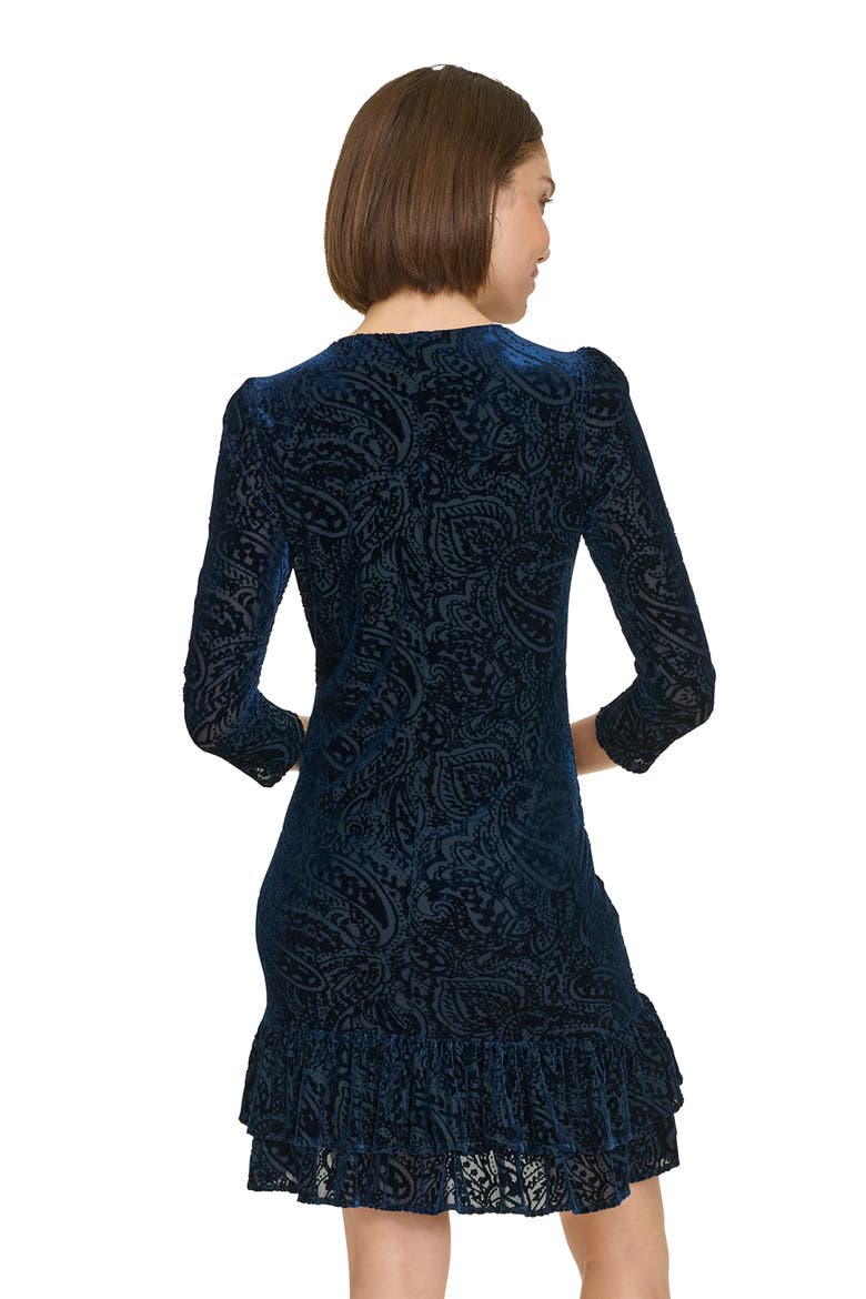 Ruffle Velvet Minidress, Alternate, color, SKY CAPT