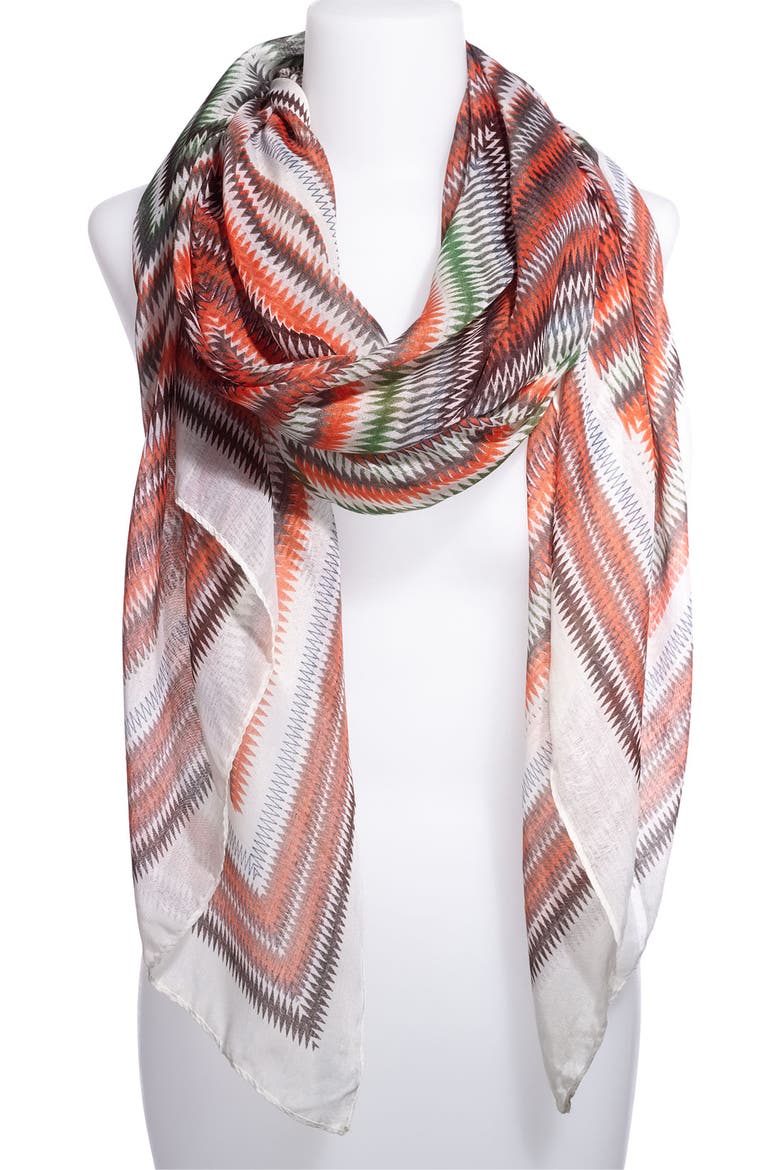 Sheer Zigzag Scarf, Main, color, ORANGE