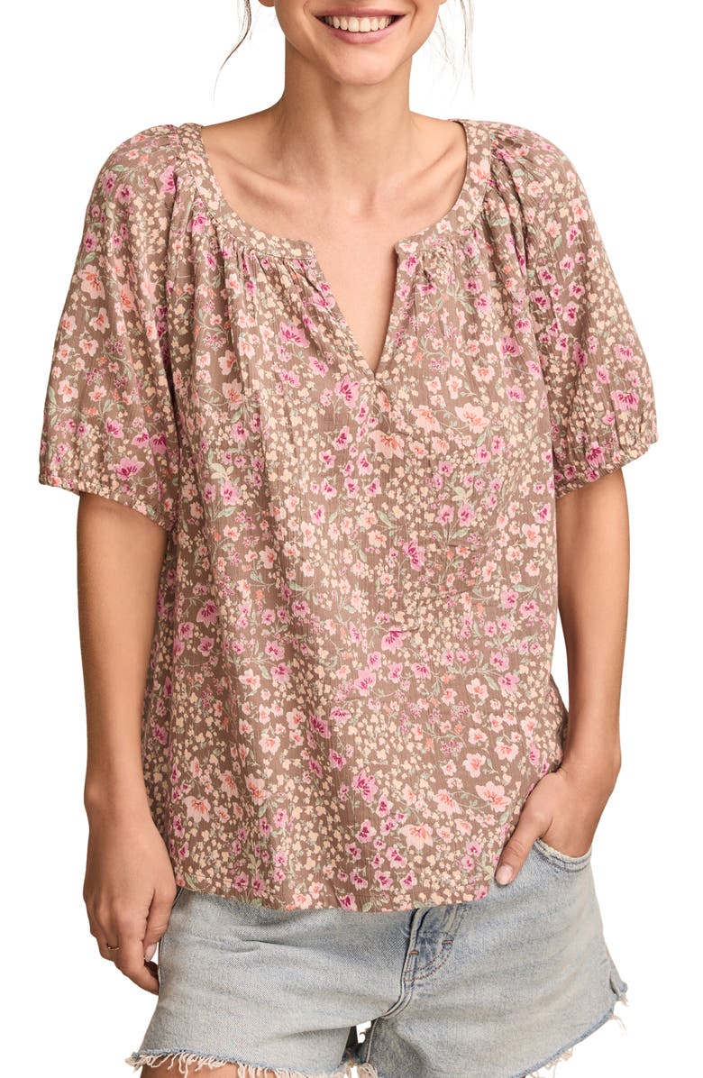 Lucky Brand Floral Peasant Top, Main, color, 