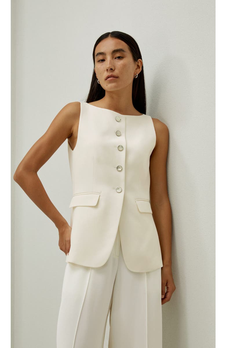 Lilysilk Sleeveless Button Up Silk Vest, Alternate, color, Lily White