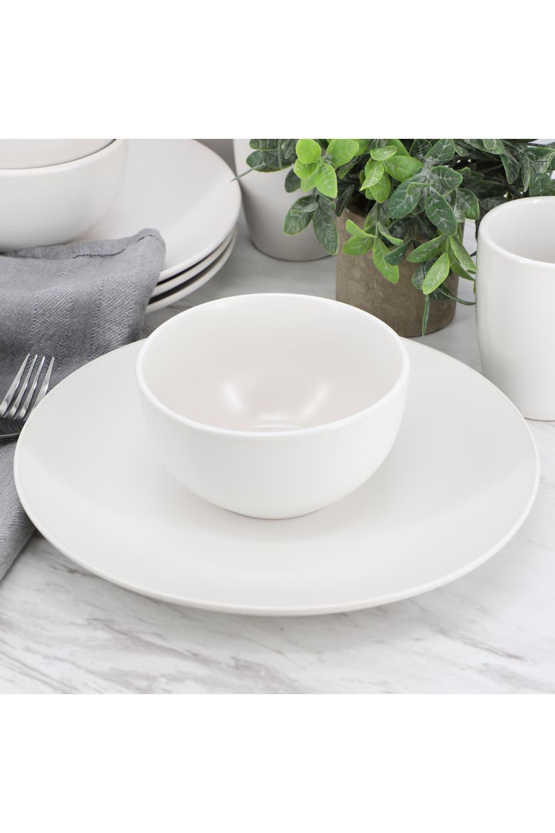 Everyday Plus 12 Piece Round Stoneware Dinnerware Set, Alternate, color, White