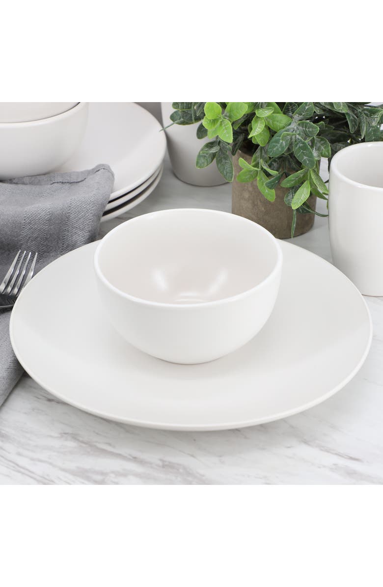 Gibson Home Everyday Plus 12 Piece Round Stoneware Dinnerware Set, Alternate, color, White