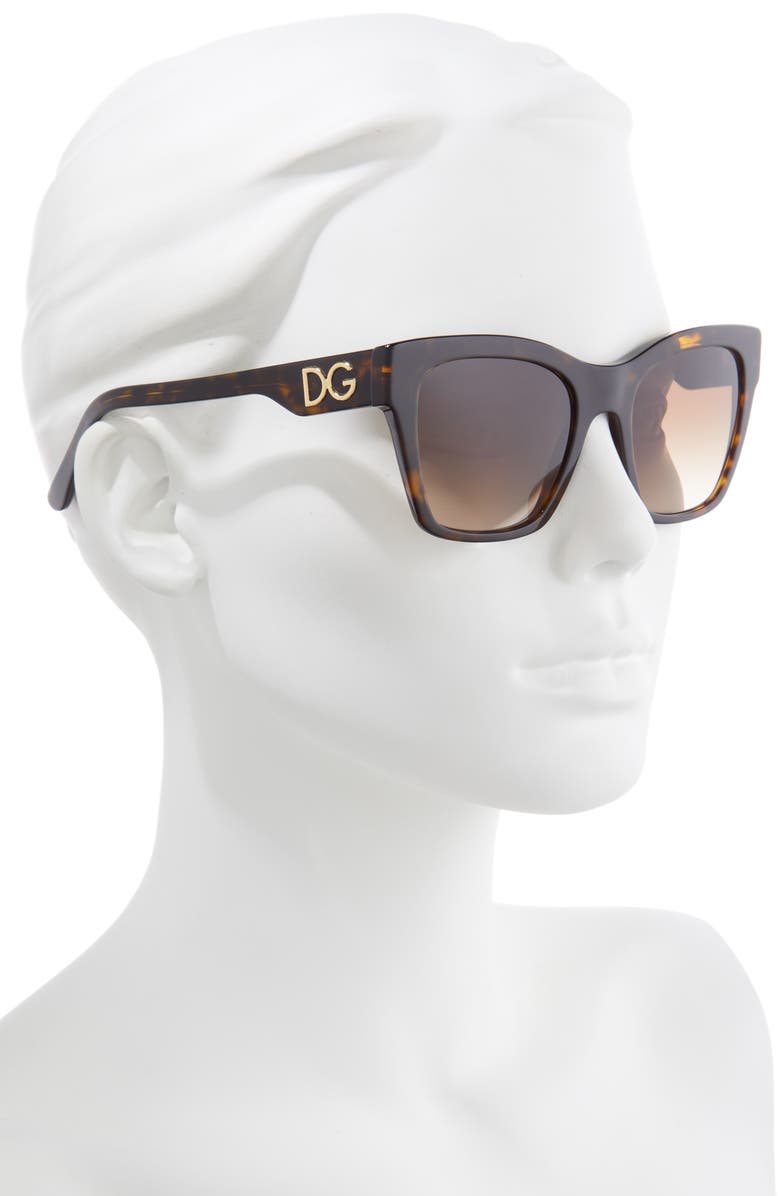 Dolce&Gabbana 53mm Gradient Cat Eye Sunglasses, Alternate, color, Havana/ Brown Gradient