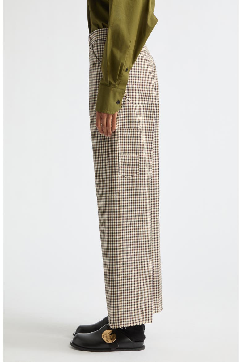 Check Wool Straight Leg Trousers, Alternate, color, BLACK/ CREAM CHECK