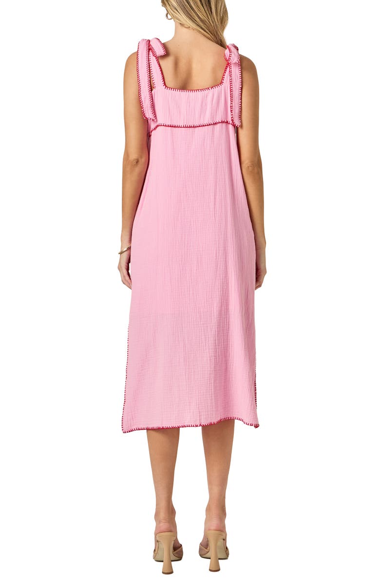 English Factory Tropical Embroidery Midi Dress, Alternate, color, Pink/ Red