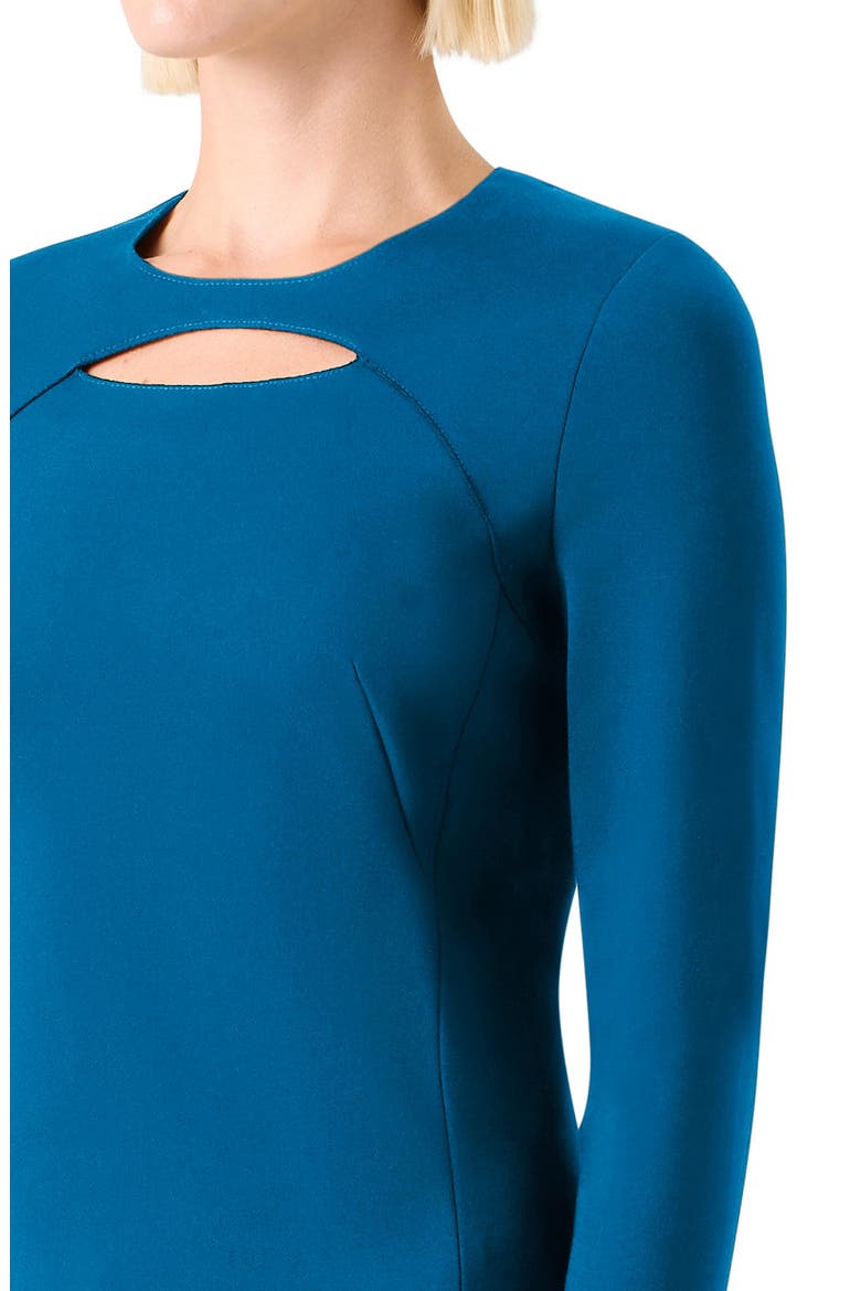 Keyhole Long Sleeve Sheath Dress, Alternate, color, TEAL