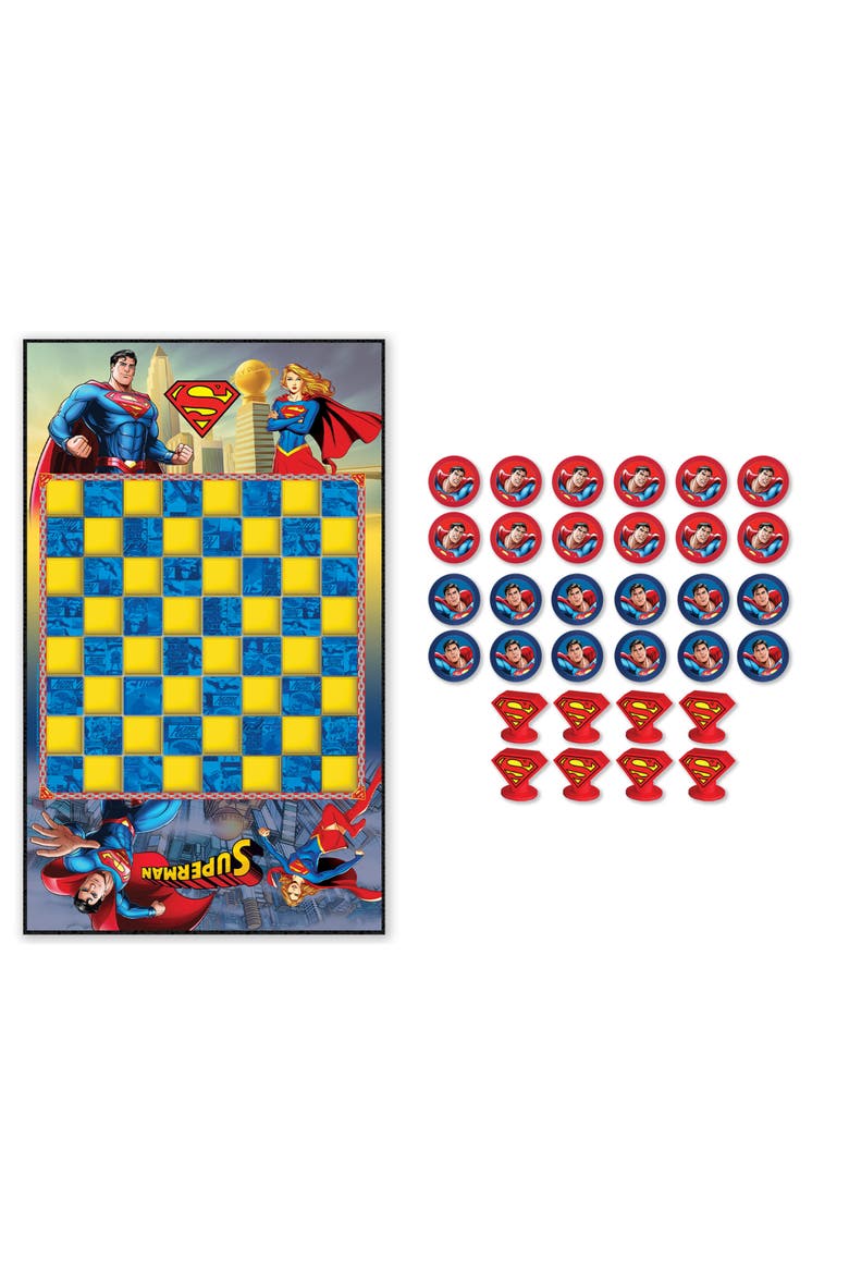 Superman Checkers Board Game, Alternate, color, Multicolor