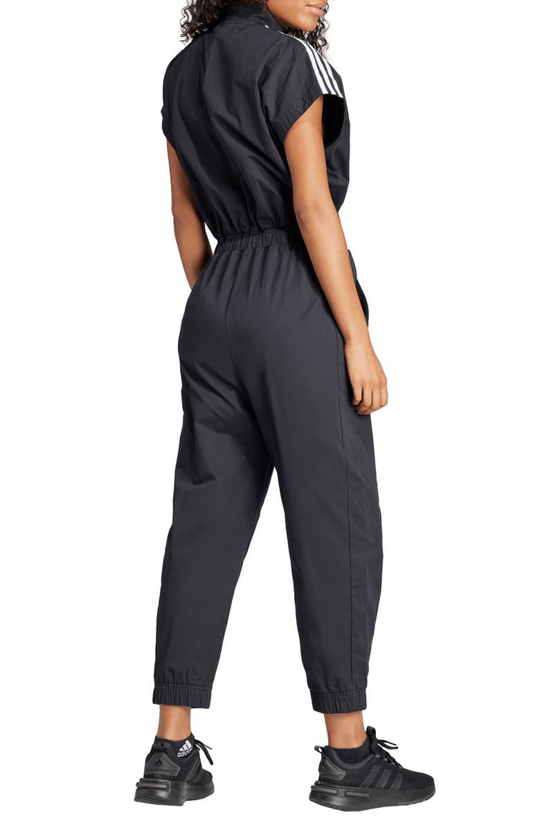 adidas Zip-Up Cotton Twill Jumpsuit, Alternate, color, 