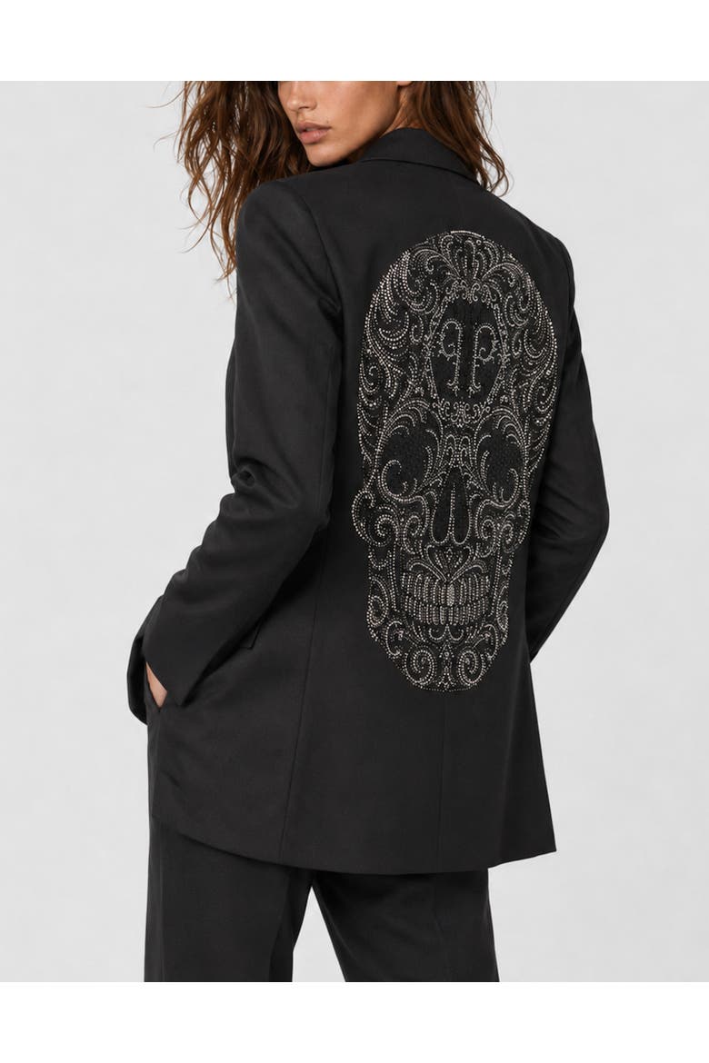 Boyfriend's Fit Blazer Baroque Skull Women, Alternate, color, black