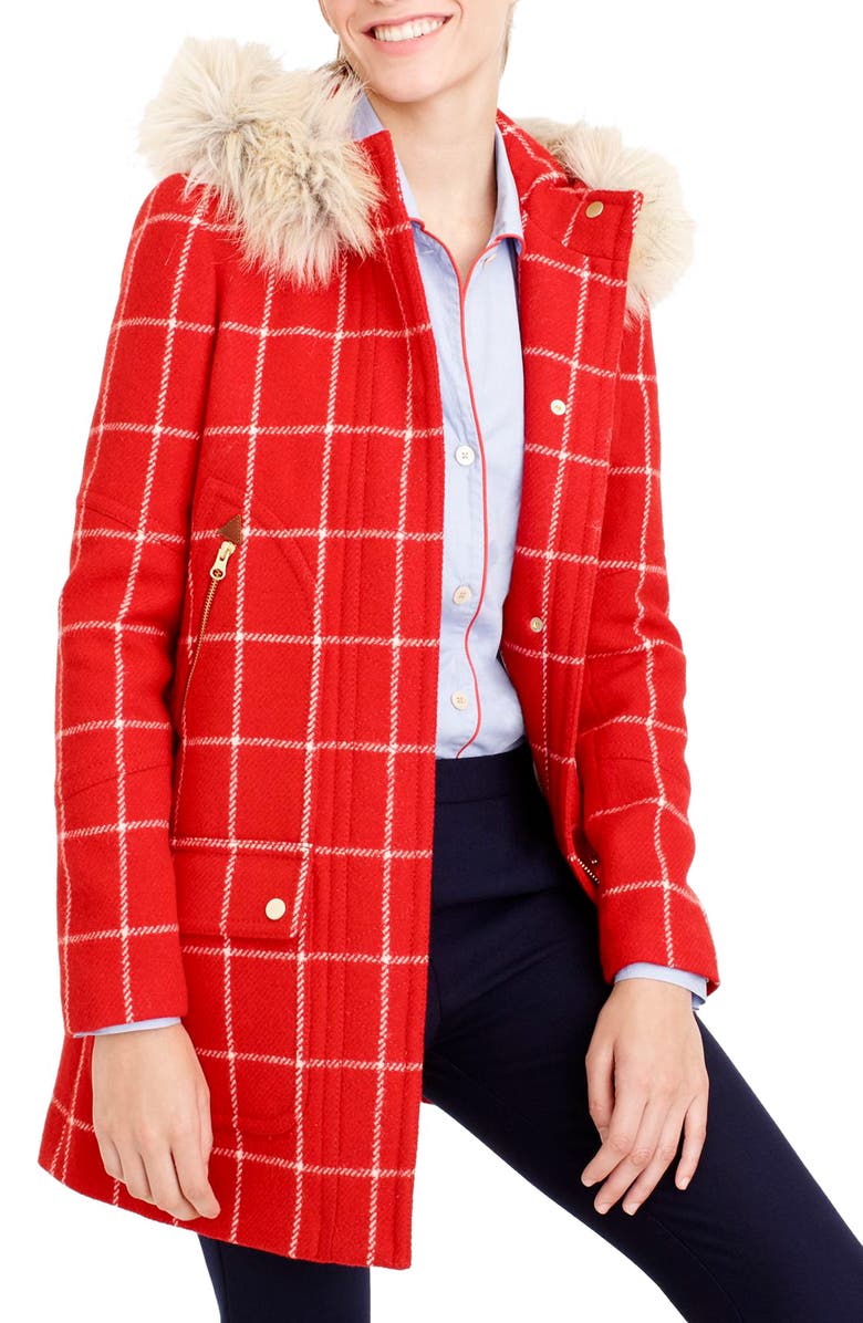 J.CREW FACTORY J.Crew Windowpane Check Chateau Parka, Alternate, color,