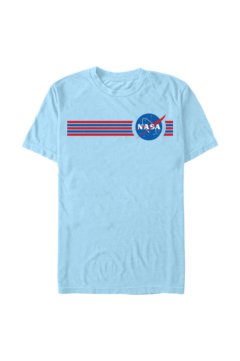 Men's NASA Logo Stripes  Graphic T-Shirt, Main, color, Light Blue