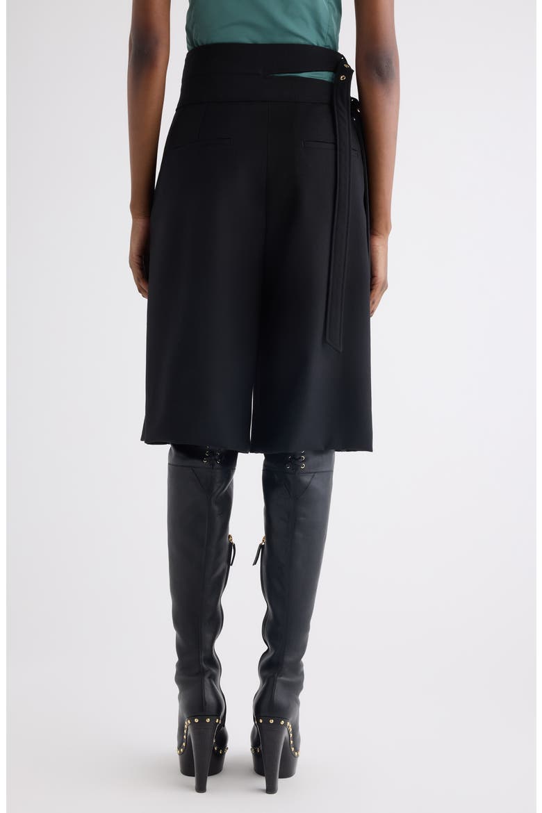 Buckle Keyhole High Waist Wool Shorts, Alternate, color, BLACK