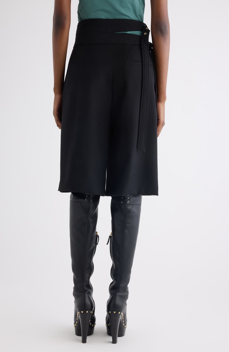 Chloé Buckle Keyhole High Waist Wool Shorts, Alternate, color, Black