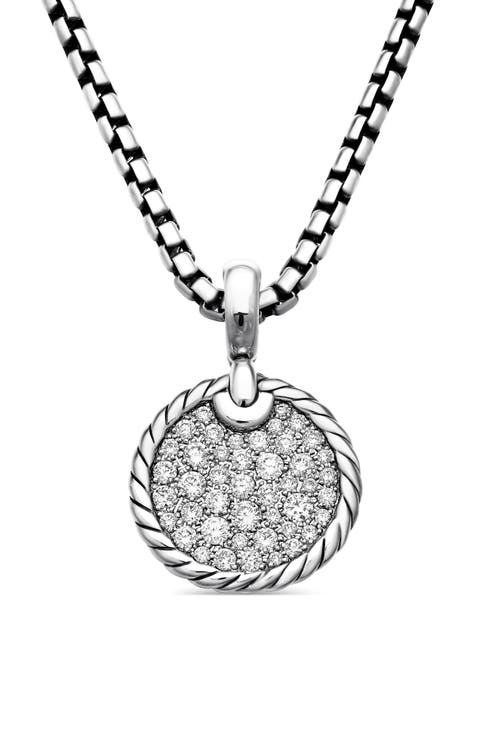 Elements® Disc Pendant in Sterling Silver with Pavé Diamonds