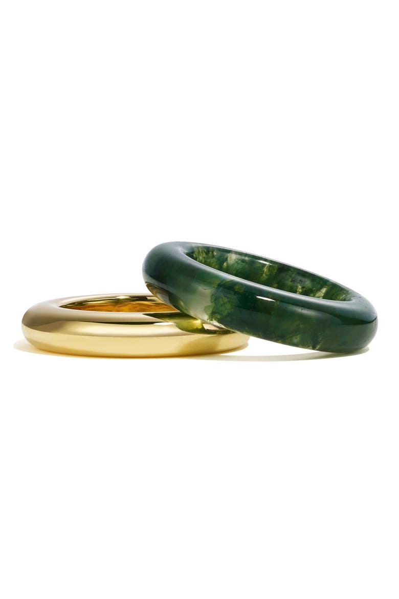 Duo Set of 2 Stack Rings, Alternate, color, MOSS AGATE