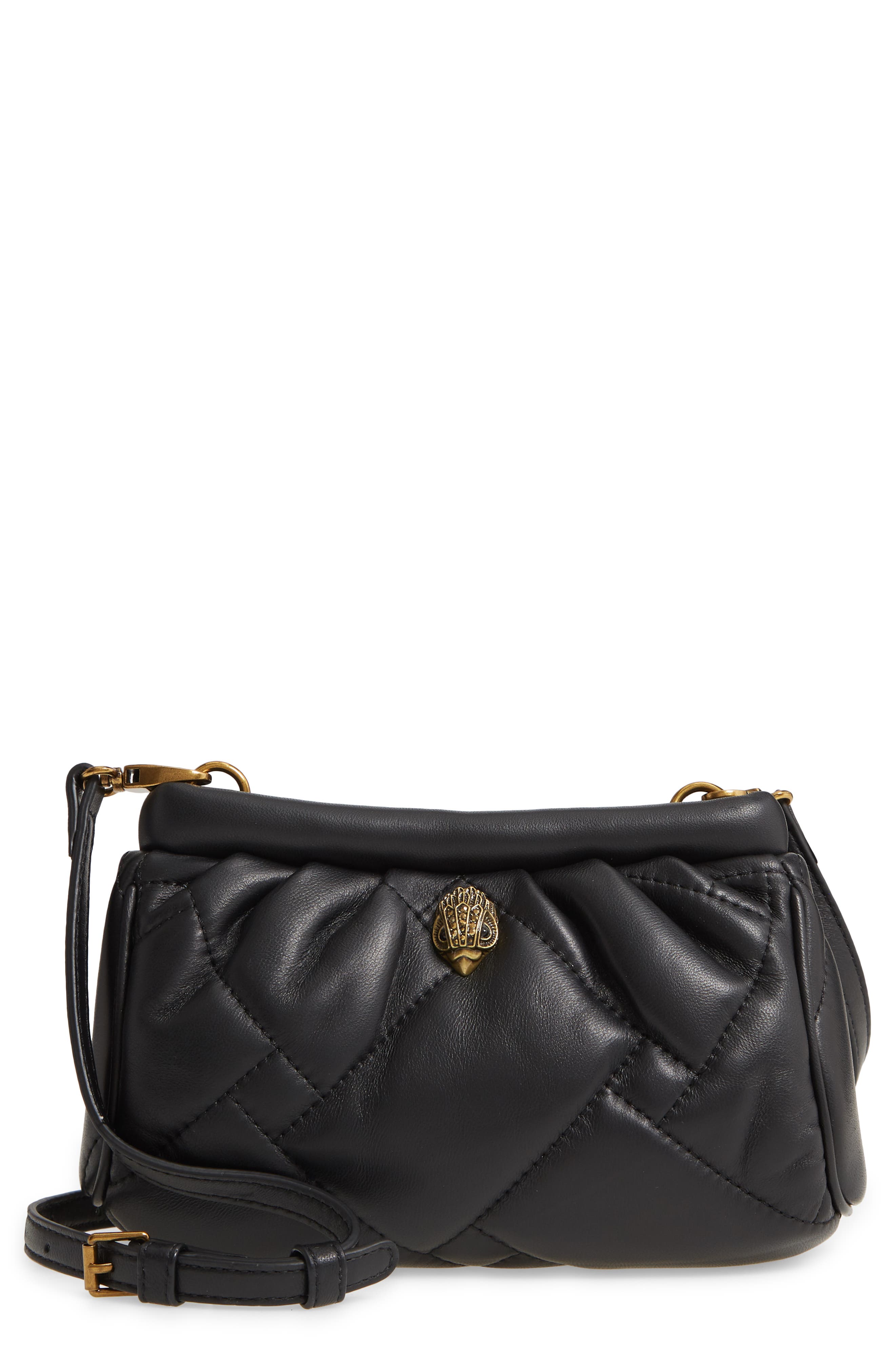 Kensington Quilted Leather Clutch, Main, color, BLACK