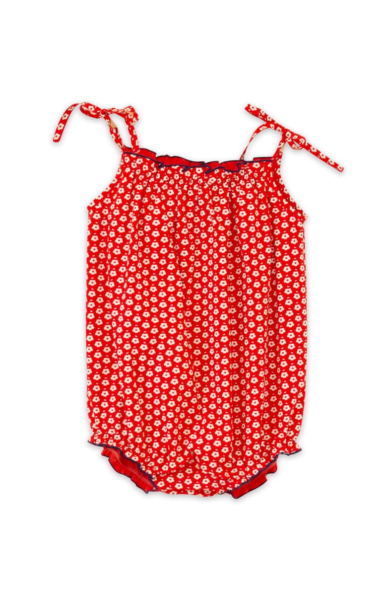 Beet World Baby Romper with Smocked Neck, Main, color, Red