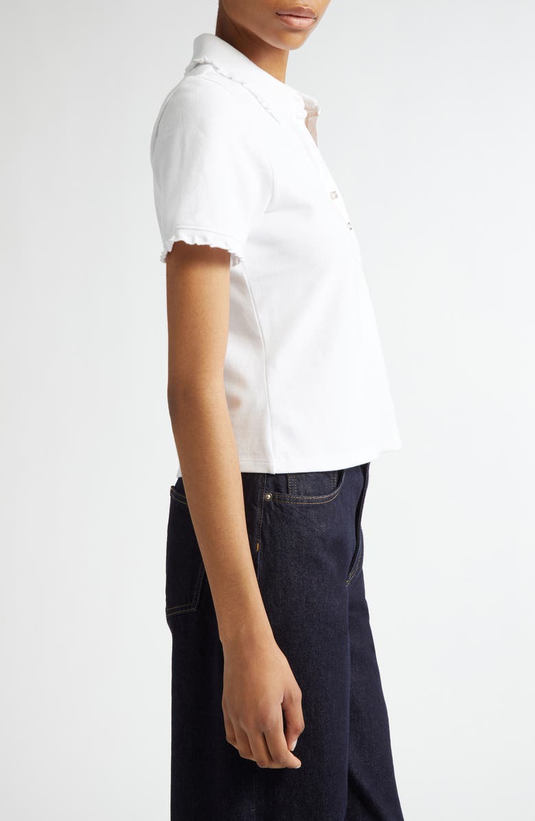 Cinq à Sept Aster Crystal Button Cotton Polo Shirt, Alternate, color,