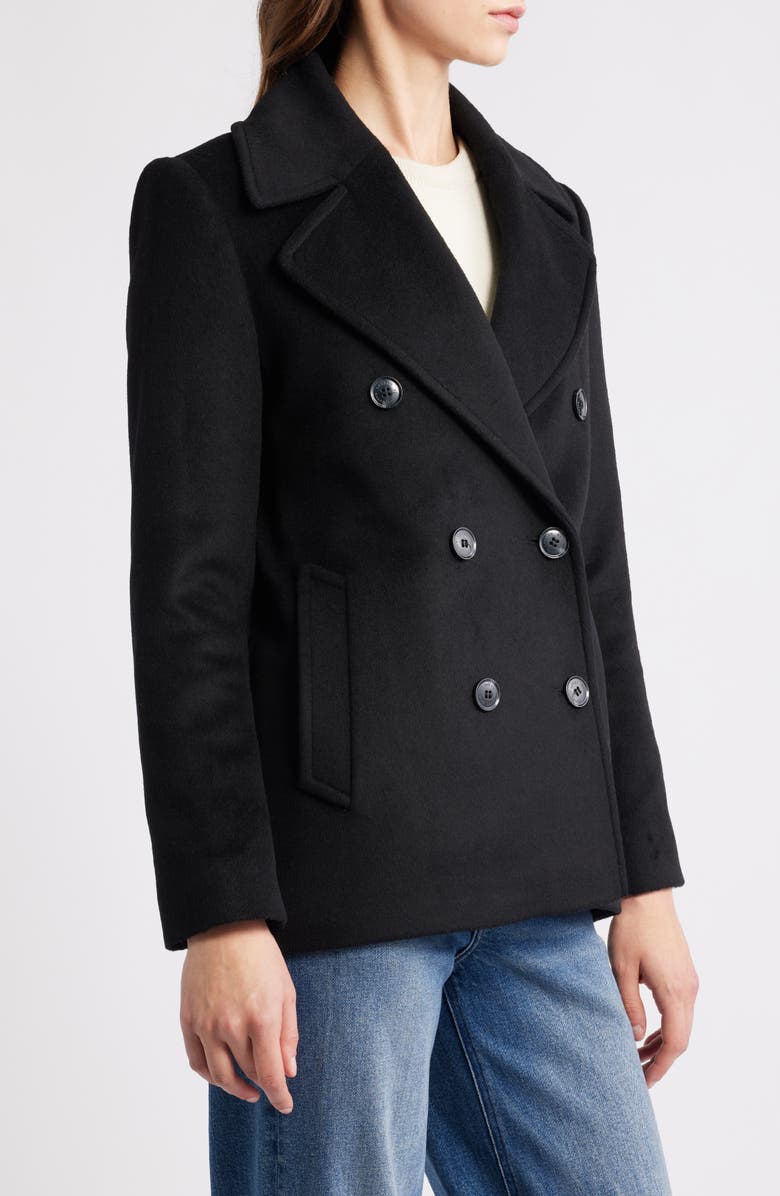 Lauren Ralph Lauren Wool Double Breasted Jacket, Alternate, color, Black