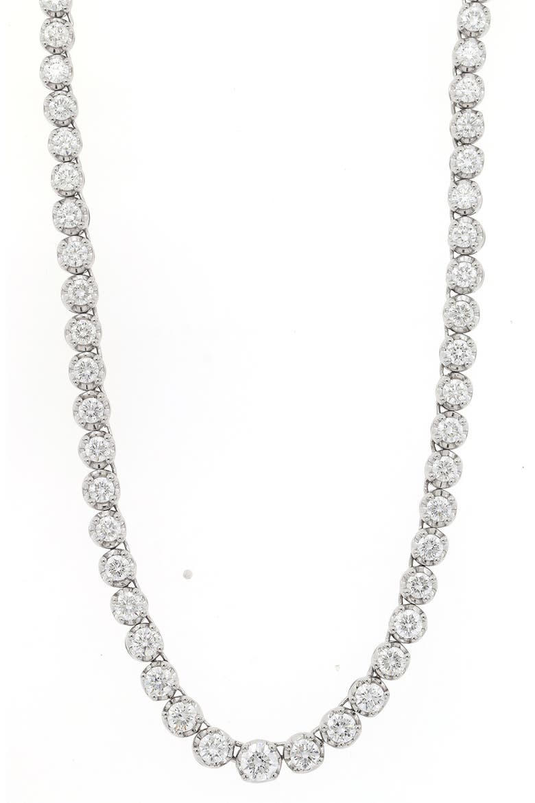 Diamond Tennis Necklace, Main, color, 18K WHITE GOLD