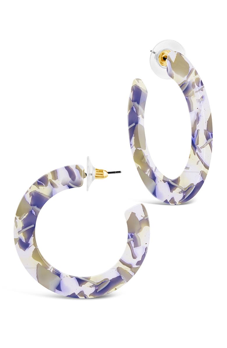 Sterling Forever Iris Resin Hoop Earrings, Main, color, 