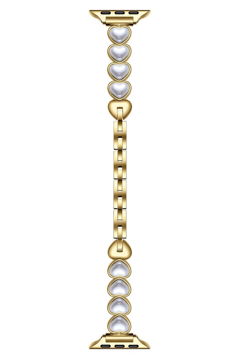 Grace Faux Pearl Heart Apple Watch® Watchband, Main, color, GOLD