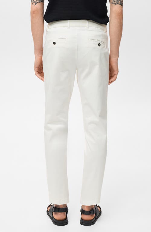 Mango Prato Crop Tapered Stretch Cotton Chinos In White