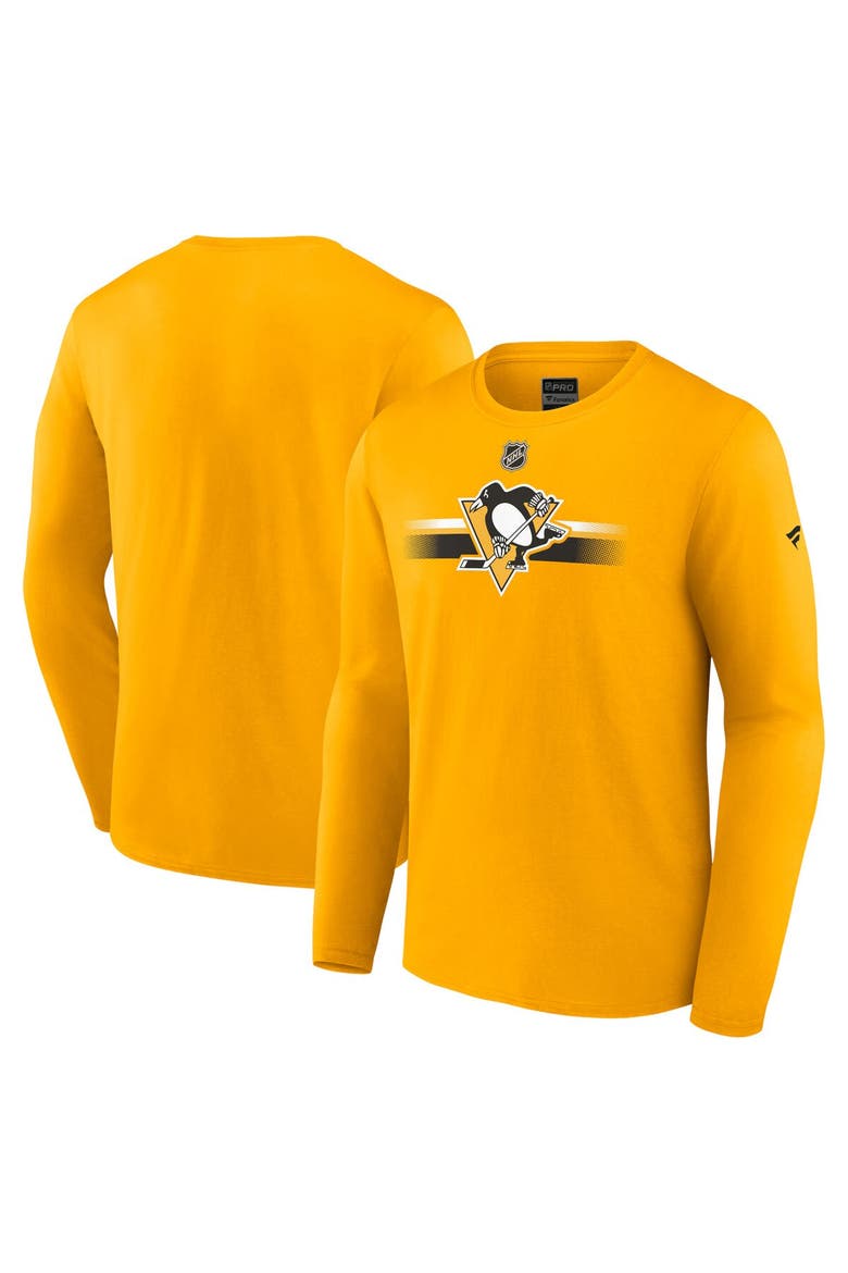 Men's Fanatics Branded  Gold Pittsburgh Penguins Authentic Pro Primary Long Sleeve T-Shirt, Main, color, Gold