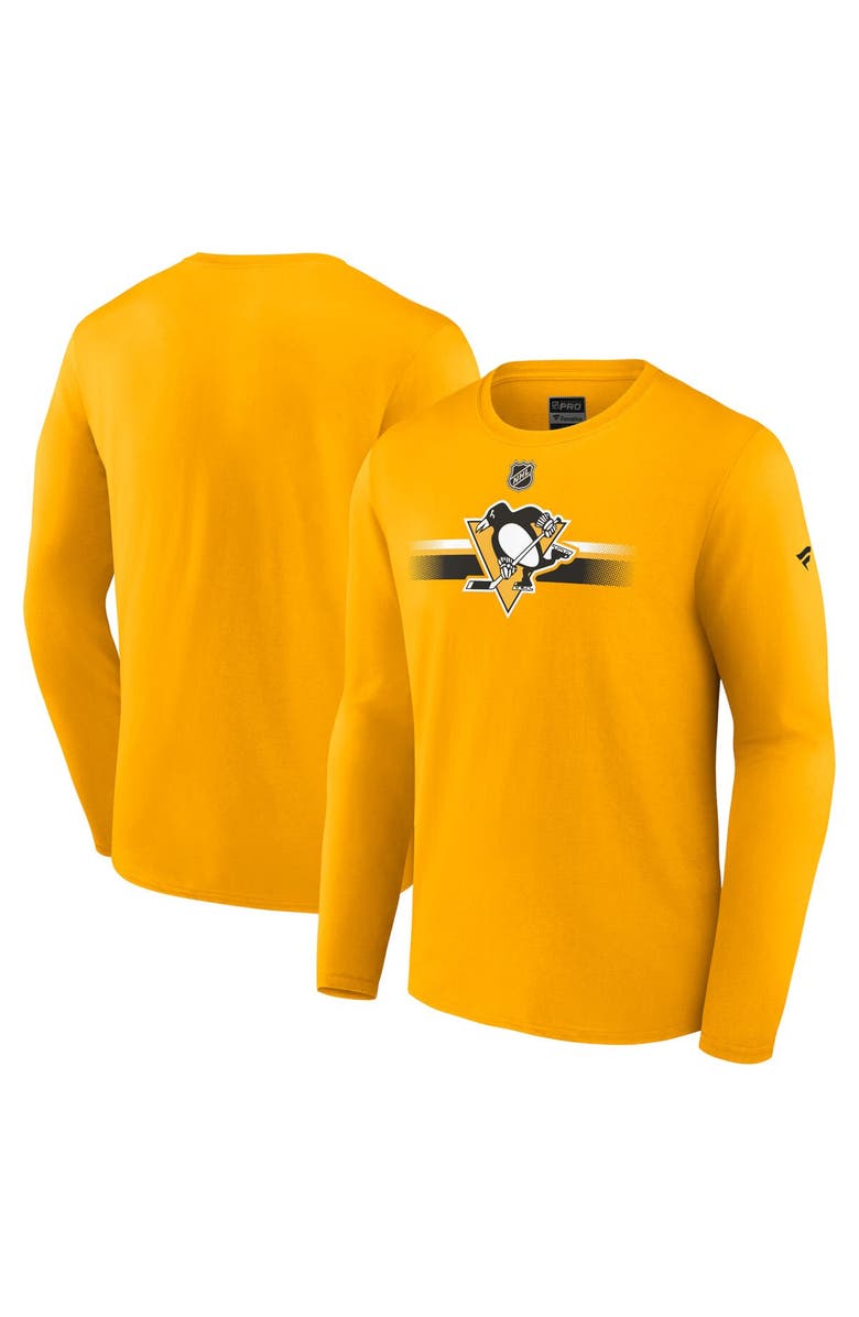 FANATICS Men's Fanatics Branded  Gold Pittsburgh Penguins Authentic Pro Primary Long Sleeve T-Shirt, Main, color, 