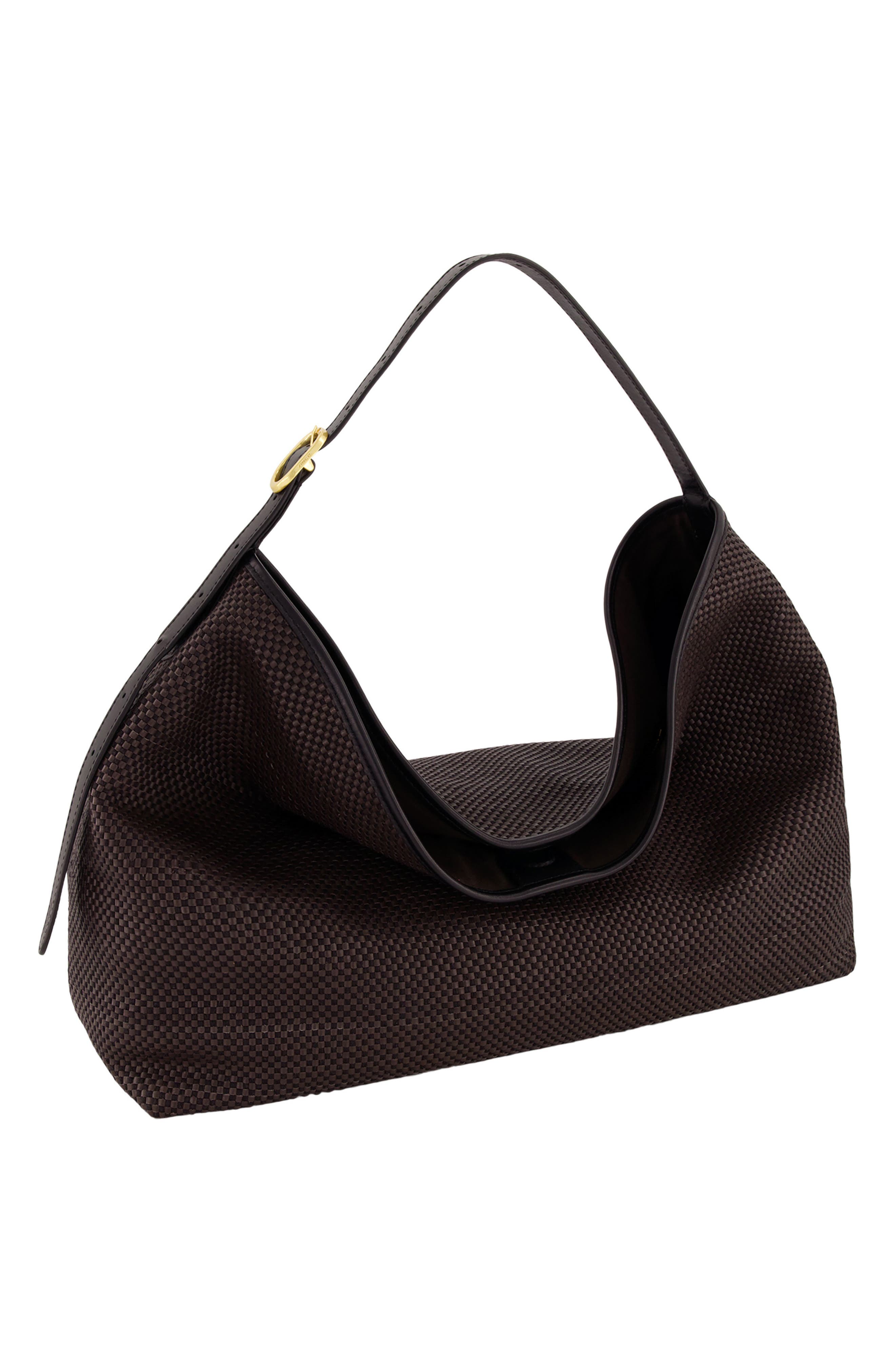 Vivian Small Woven Leather Hobo, Alternate, color, CACAO/ BLACK