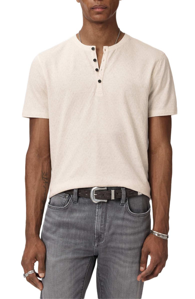 John Varvatos Elm Texture Short Sleeve Henley, Main, color, Linen