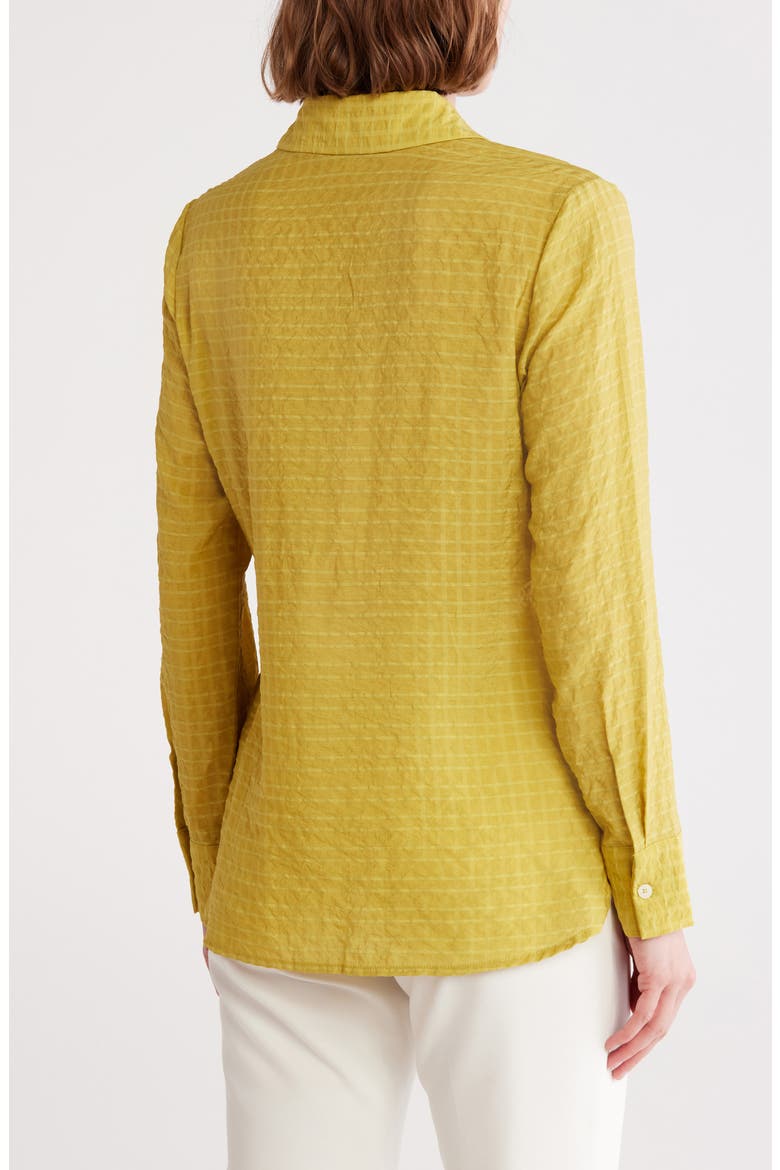 Ruched Long Sleeve Button-Up Shirt, Alternate, color, MUSTARD