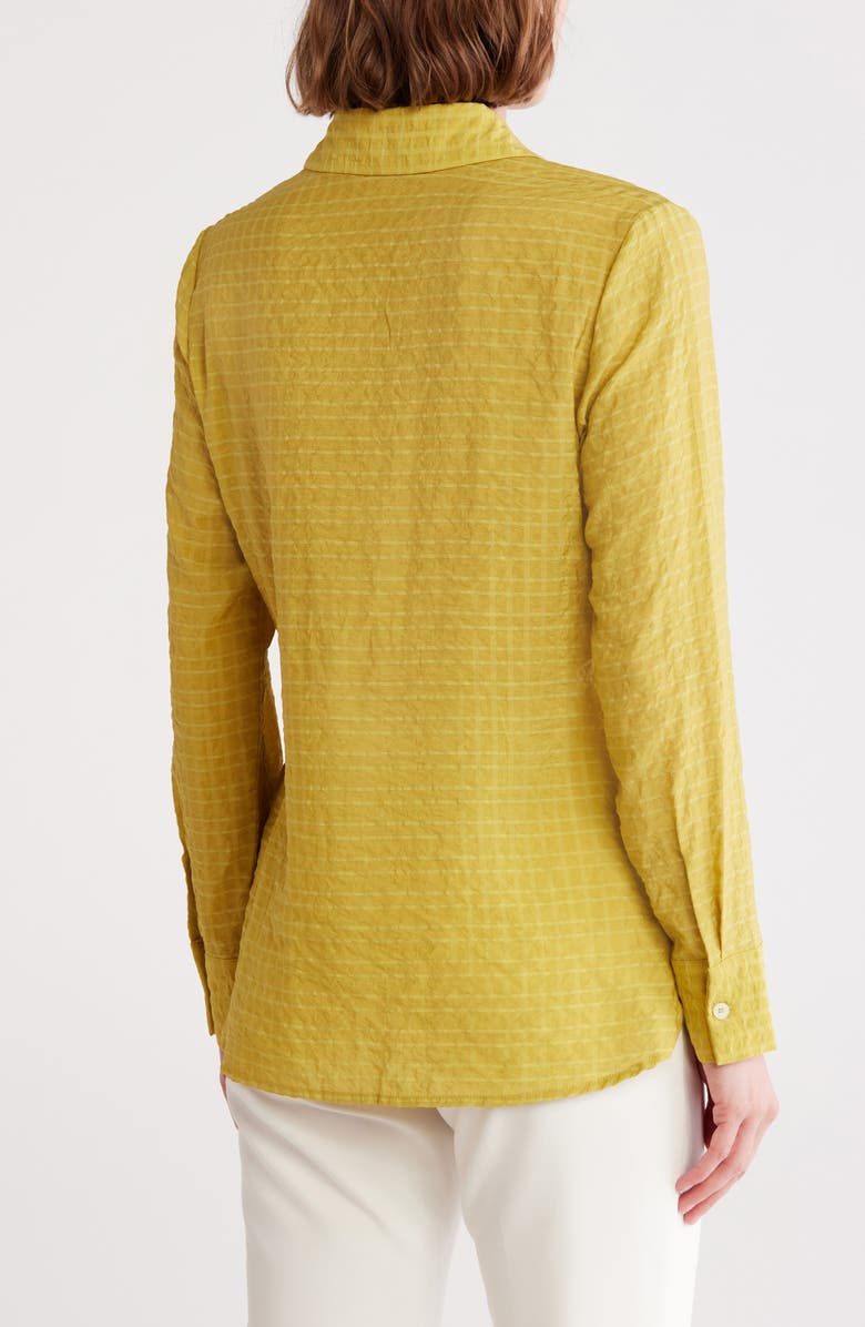 PATRIZIA LUCA Ruched Long Sleeve Button-Up Shirt, Alternate, color, Mustard