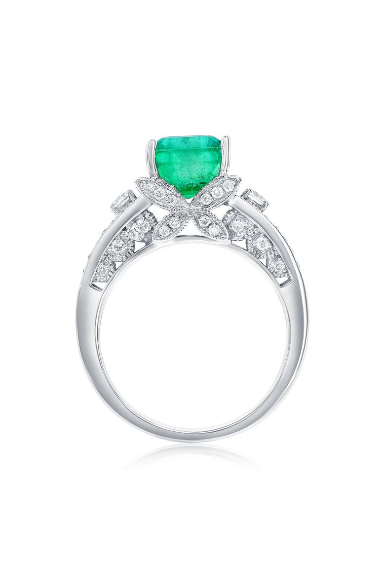 14K Gold 2ct Emerald & 1cttw Diamond Ring, Alternate, color, Green