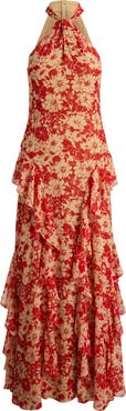Lauren Ralph Lauren Floral Crinkle Georgette Cocktail Dress