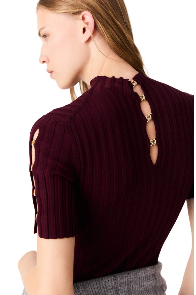 High-neck short skater dress, Alternate, color, Burgundy