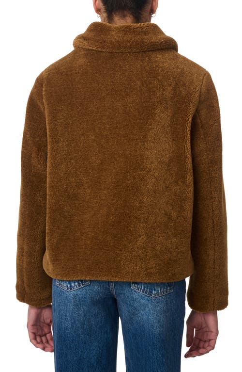 Bernardo Short Faux Shearling Coat In Brown