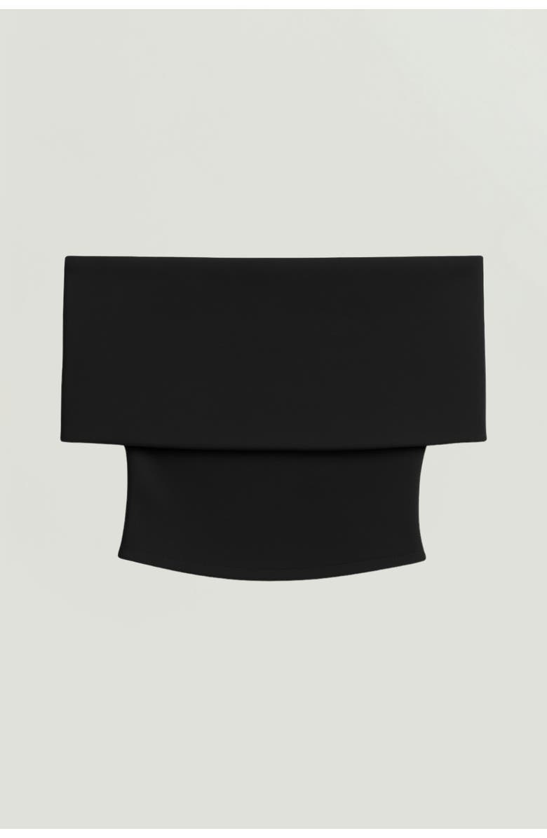 Nocturne Foldover Zip-Front Bandeau Top, Alternate, color, Black